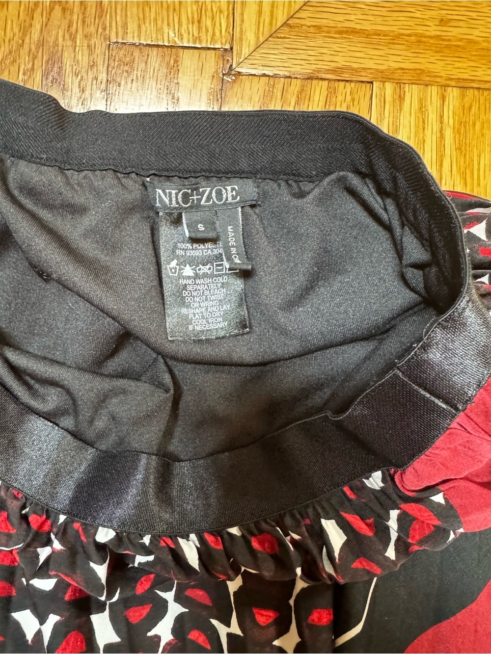 NIC+ZOE Burgundy and Black Patterned Midi Skirt - Picture 4 of 4